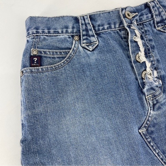 Vintage GUESS WOMENS BLUE COTTON DENIM JEAN SKIRT SIZE 27 - Picture 2 of 6